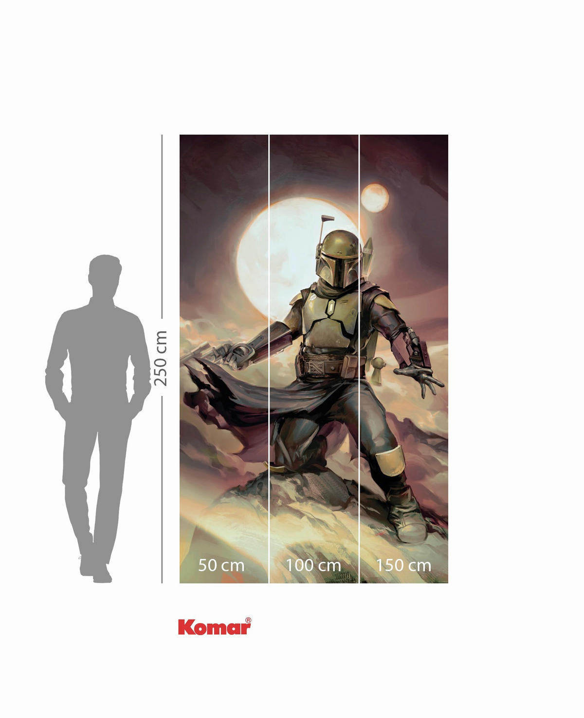 FOTOTAPETE BOBA FETT EPIC  - Grau, Design, Textil (150/250cm) - Star Wars