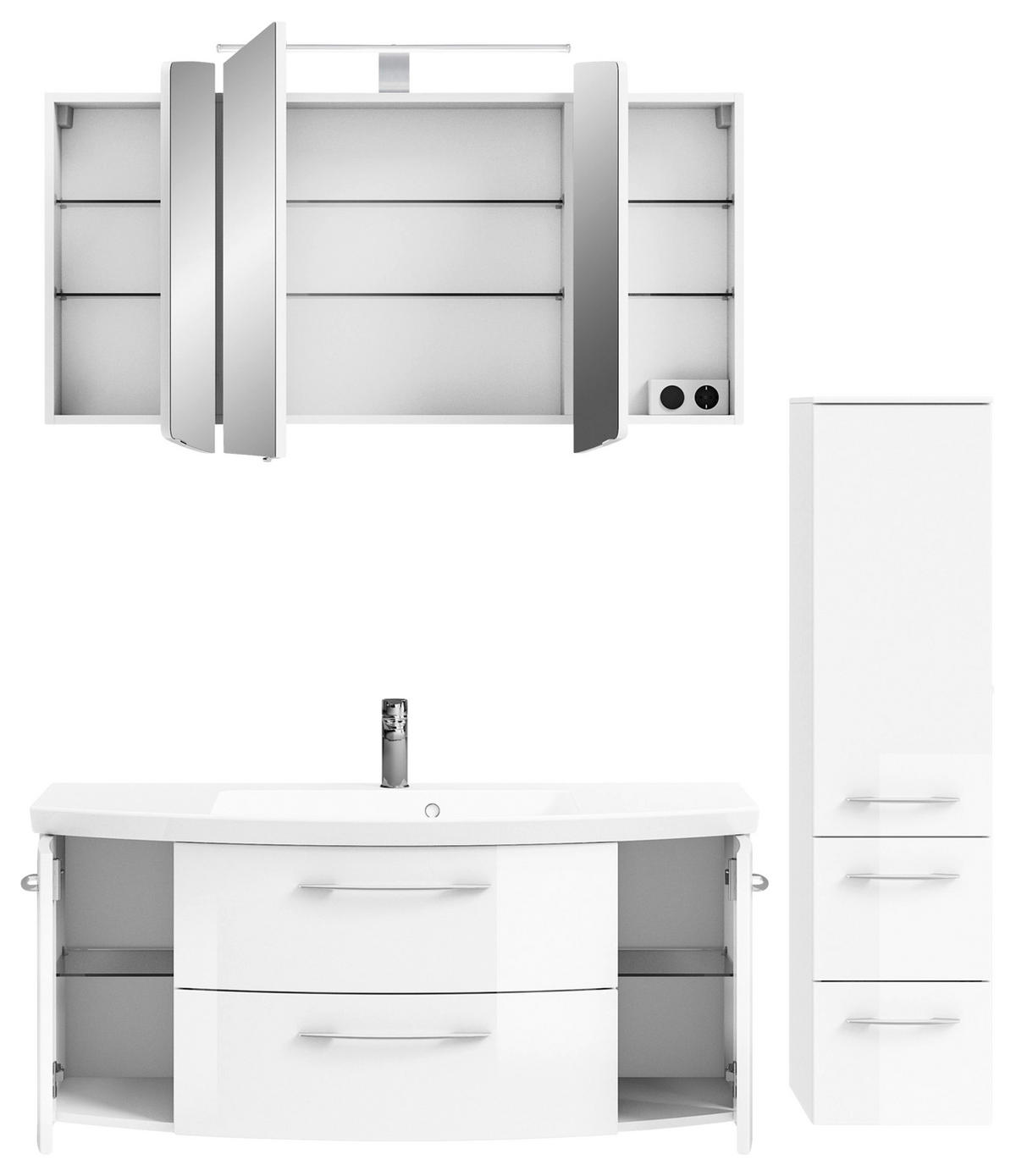 BADEZIMMER 4-teilig  in 151 cm  - Chromfarben/Weiß Hochglanz, KONVENTIONELL, Glas/Holzwerkstoff (151cm) - Pelipal