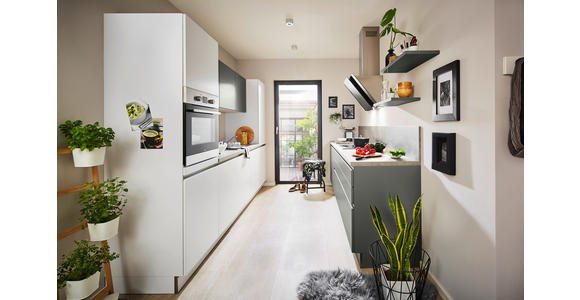 EINBAUKÜCHE   - Weiß/Grau, Design, Holzwerkstoff - Dieter Knoll