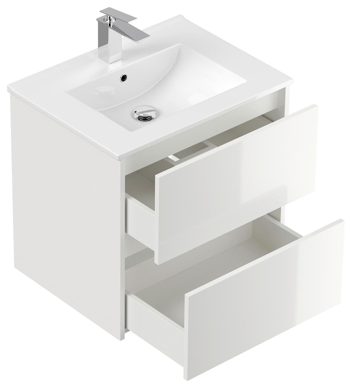 BADEZIMMER 3-teilig  in 60 cm  - Weiß Hochglanz/Weiß, Basics, Keramik/Holzwerkstoff (60cm) - MID.YOU