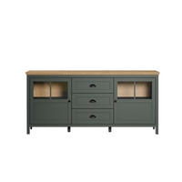 SIDEBOARD STANTON 185/86/45 cm 3 Schublade(n)  - Waldgrün/Schwarz, Design, Glas/Holzwerkstoff (185/86/45cm) - MID.YOU