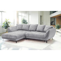 ECKSOFA MIDWAY in Struktur Grau, Hellgrau  187/282 cm  - Hellgrau/Schwarz, Design, Textil/Metall (187/282cm) - Livetastic