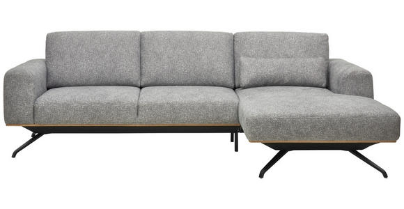 ECKSOFA in Struktur Grau 262/157 cm - Schwarz/Grau, Design, Textil/Metall (262/157cm) - Novel