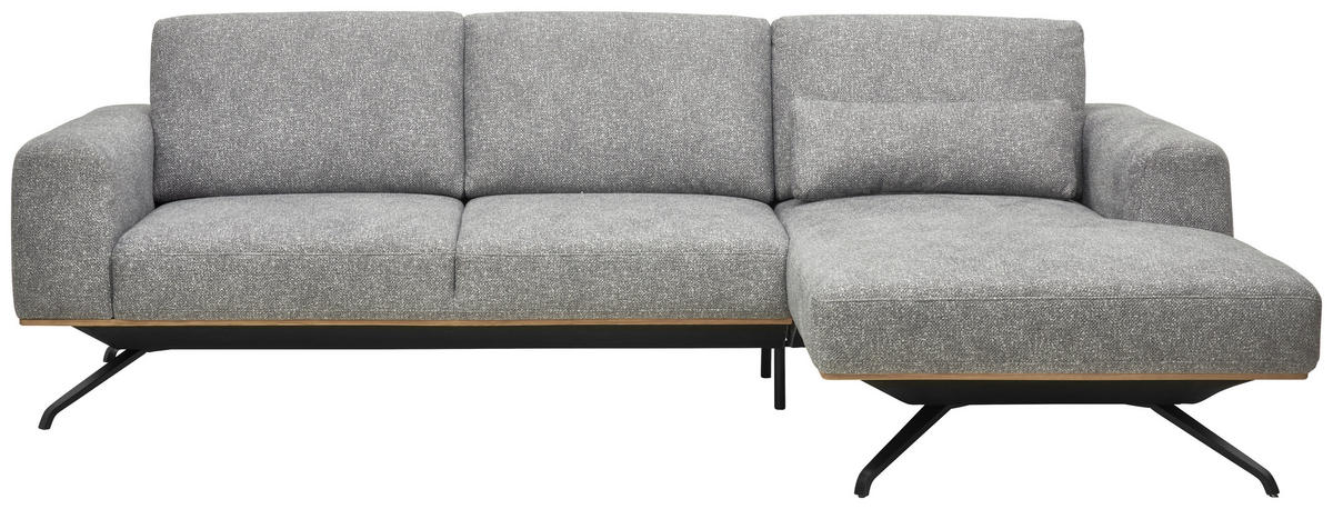 ECKSOFA in Struktur Grau  - Schwarz/Grau, Design, Textil/Metall (262/157cm) - Novel