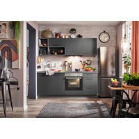 KÜCHENBLOCK 205 cm   in Anthrazit, Dunkelgrau  - Dunkelgrau/Anthrazit, KONVENTIONELL, Holzwerkstoff/Metall (205cm) - Express