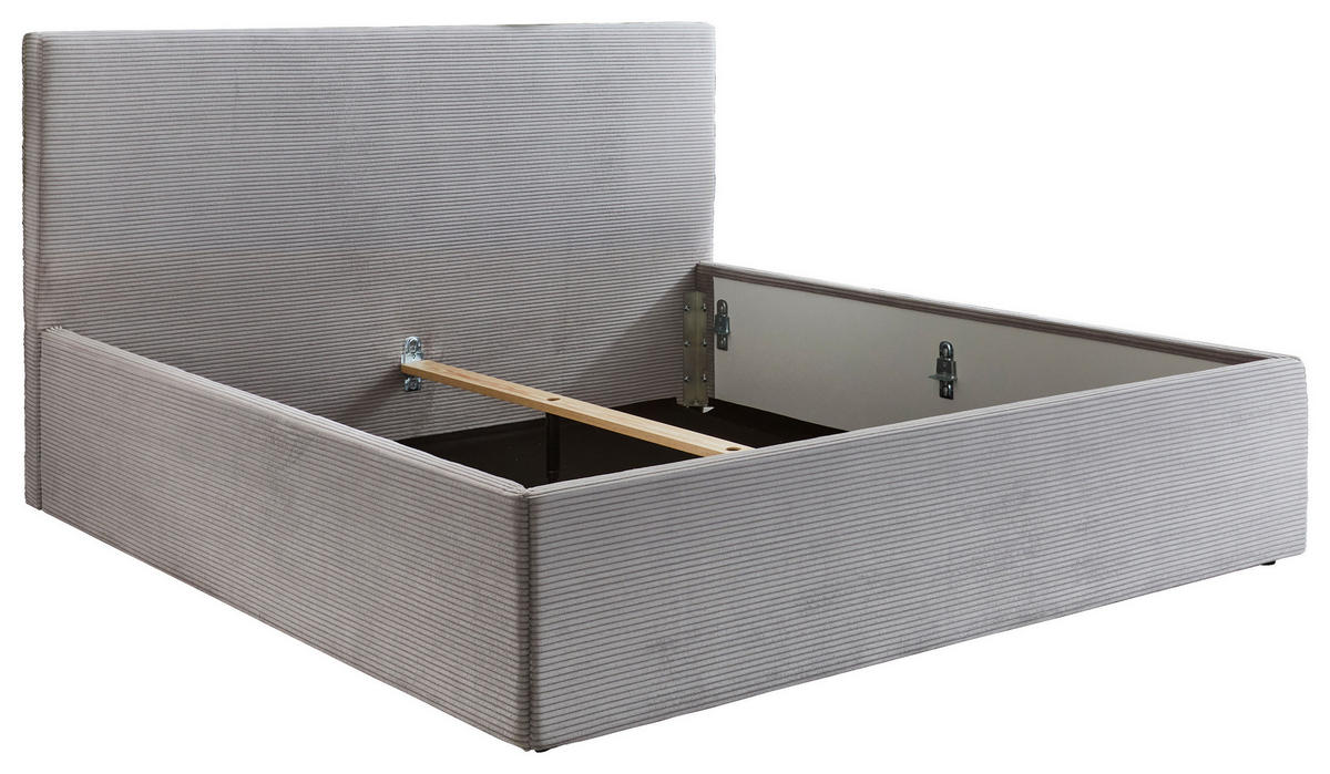 POLSTERBETT Bettkasten 160/200 cm  in Hellgrau  - Hellgrau/Schwarz, Trend, Kunststoff/Textil (160/200cm) - Boxxx