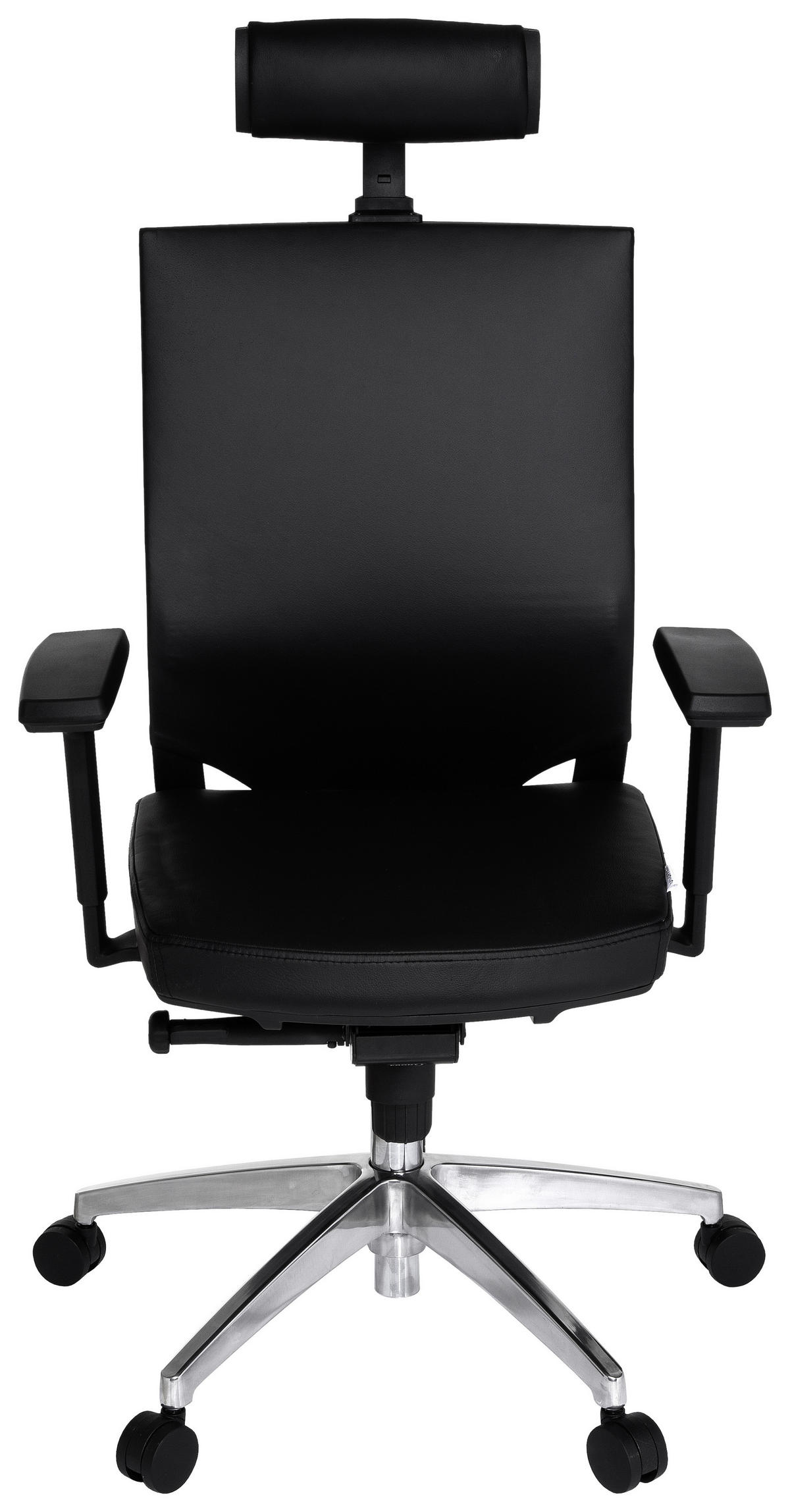 DREHSTUHL Lederlook Schwarz  - Schwarz/Alufarben, MODERN, Leder/Kunststoff (59/117/49cm) - MID.YOU