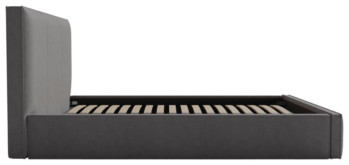 POLSTERBETT Bettkasten, Lattenrost 200/200 cm  in Grau  - Schwarz/Grau, Design, Holz/Textil (200/200cm) - Boxxx