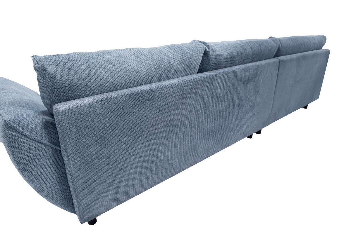 ECKSOFA BIARRITZ Blau Struktur  - Blau/Schwarz, Design, Textil/Metall (205/324cm) - Livetastic