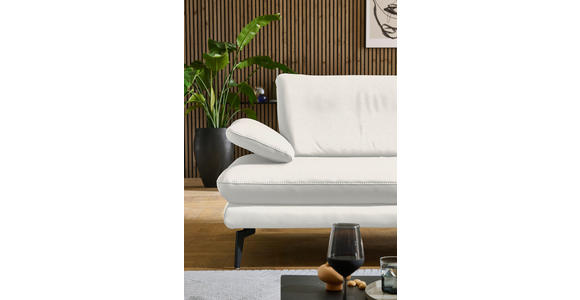 ECKSOFA in Echtleder Weiß 308/195 cm - Schwarz/Weiß, Design, Leder/Metall (308/195cm) - Dieter Knoll