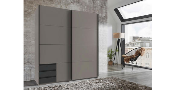 SCHWEBETÜRENSCHRANK  in Graphitfarben, Grau, Sahara  - Schwarz/Graphitfarben, Design, Holzwerkstoff/Metall (179/198/65cm) - Carryhome