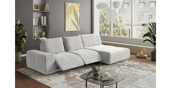 ECKSOFA in Velours Hellgrau  - Hellgrau/Schwarz, Design, Kunststoff/Textil (342/174cm) - Xora