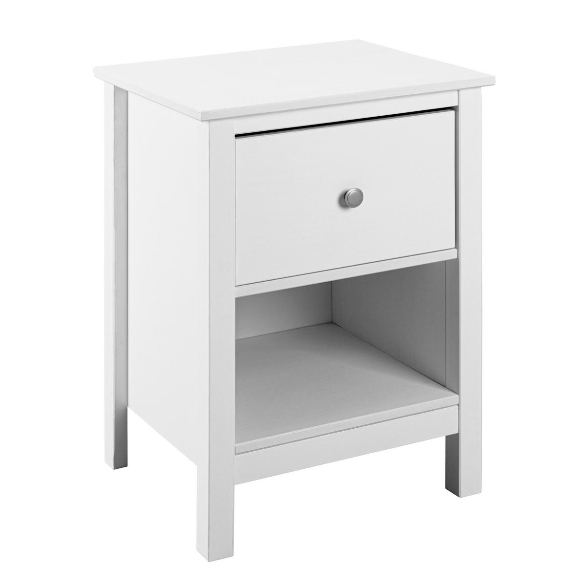 NOĆNI ORMARIĆ bijela   - bijela/srebrne boje, Moderno, metal/drvo (47/66/40cm)