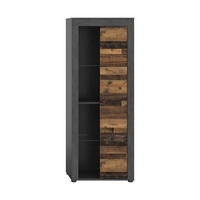 VITRINE in Anthrazit, Naturfarben  - Anthrazit/Schwarz, Design, Glas/Holzwerkstoff (60/159/35cm) - MID.YOU