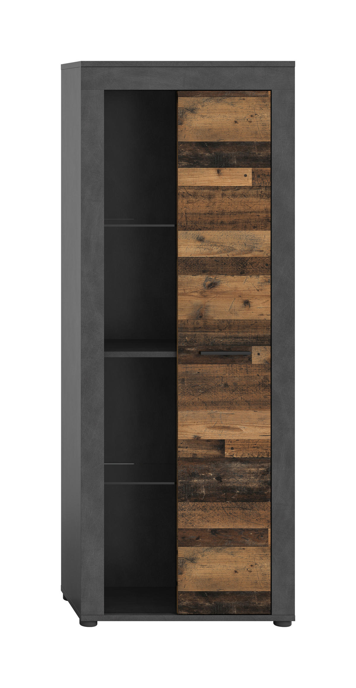 VITRINE in Anthrazit, Naturfarben  - Anthrazit/Schwarz, Design, Glas/Holzwerkstoff (60/159/35cm) - MID.YOU