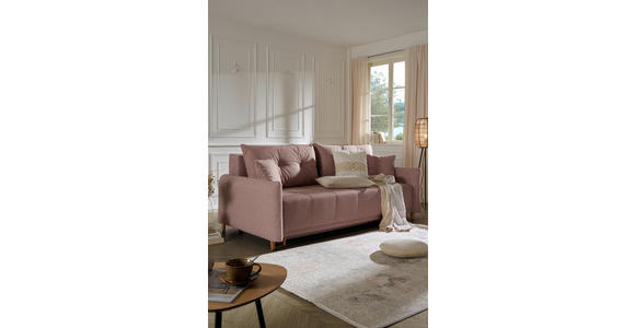 SCHLAFSOFA  mit Rücken echt Webstoff Rosa  - Eichefarben/Rosa, Design, Holz/Textil (227/98/113cm) - Carryhome