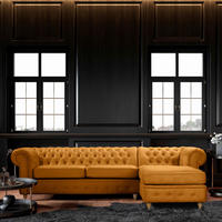 ECKSOFA Laura Bernsteinfarben Mikrofaser  - Bernsteinfarben/Creme, Design, Holz/Textil (284/182cm) - P & B