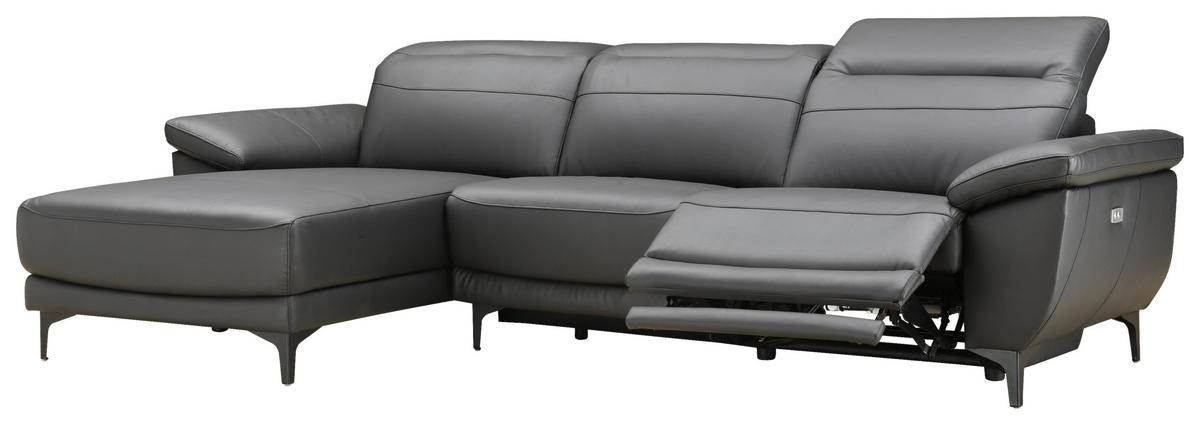Freisteller von Xora ECKSOFA inkl. Funktionen Schwarz Echtleder, Kombination Echtleder/Lederlook Lederlook.