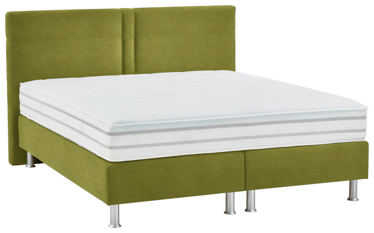 BOXSPRINGBETT 180/200 cm  in Grün  - Alufarben/Grün, Design, Kunststoff/Textil (180/200cm) - Beldomo - Sleep