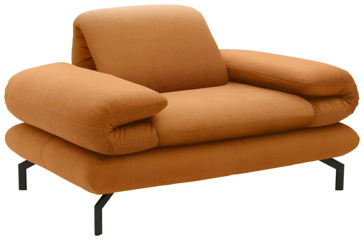 SESSEL Webstoff Honig    - Schwarz/Honig, Design, Textil/Metall (139 (197)/83 (110)/98cm) - LOOKS by W.Joop