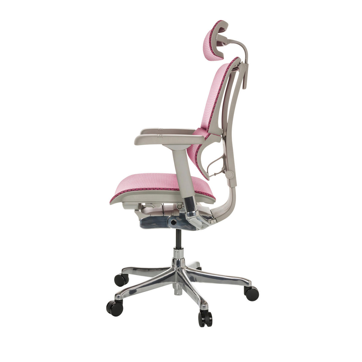 DREHSTUHL Netz Rosa  - Beige/Silberfarben, Basics, Kunststoff/Textil (69/116-138/66cm) - MID.YOU