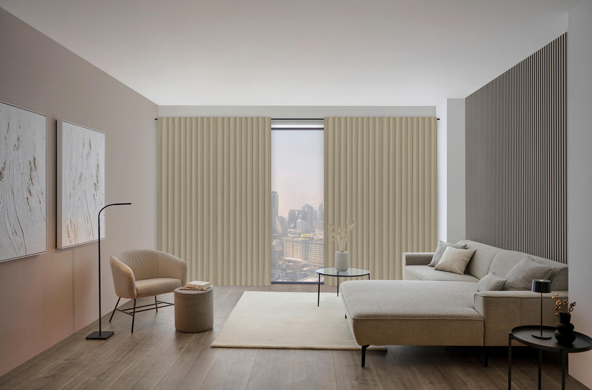 HOTOVÝ ZÁVĚS, neprůsvitné, 140/260 cm - šedohnědá, Design, textil (140/260cm) - Dieter Knoll