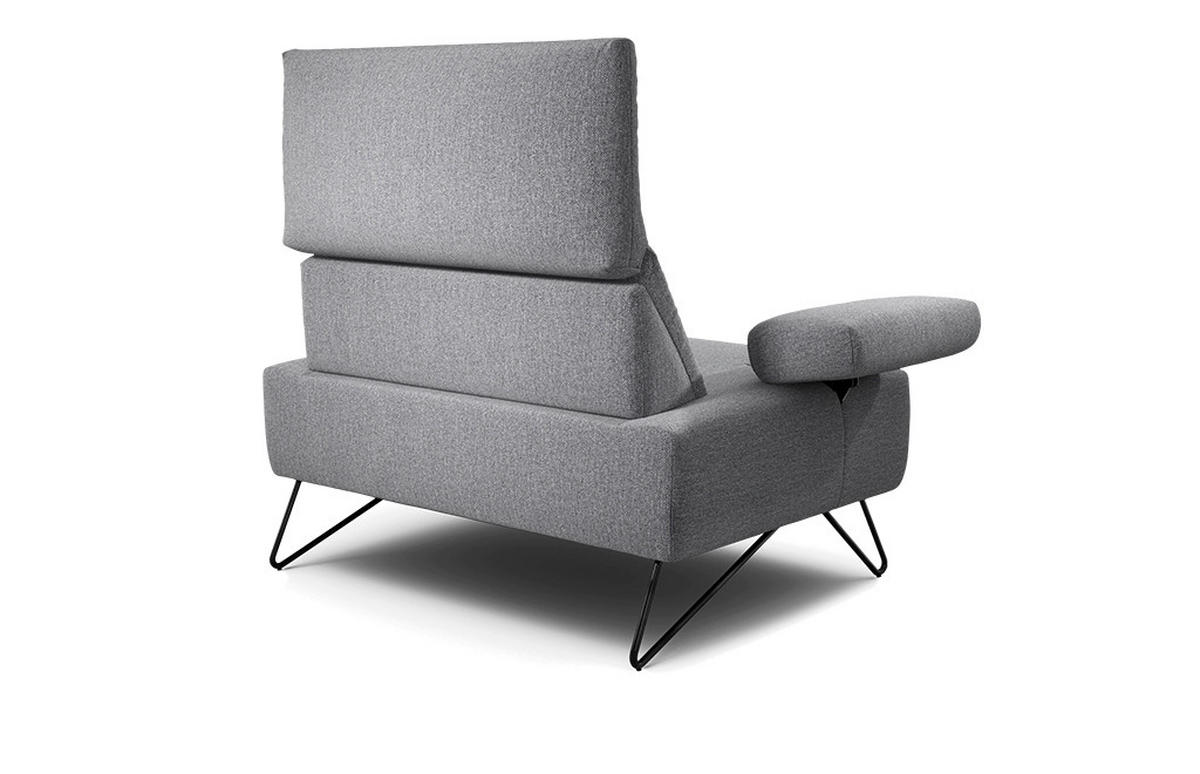 SESSEL in Chenille Anthrazit  - Anthrazit/Schwarz, Design, Textil/Metall (114-142/85/86-94cm) - SENSOO
