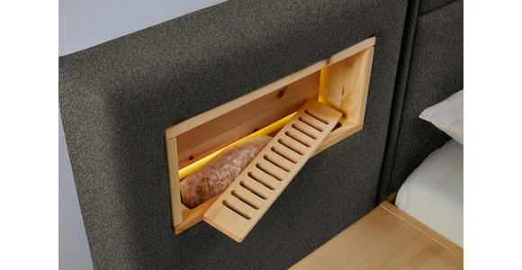 BETT 160/200 cm in Zirbelkieferfarben, Greige - Greige/Zirbelkieferfarben, Natur, Holz/Textil (160/200cm) - Valnatura