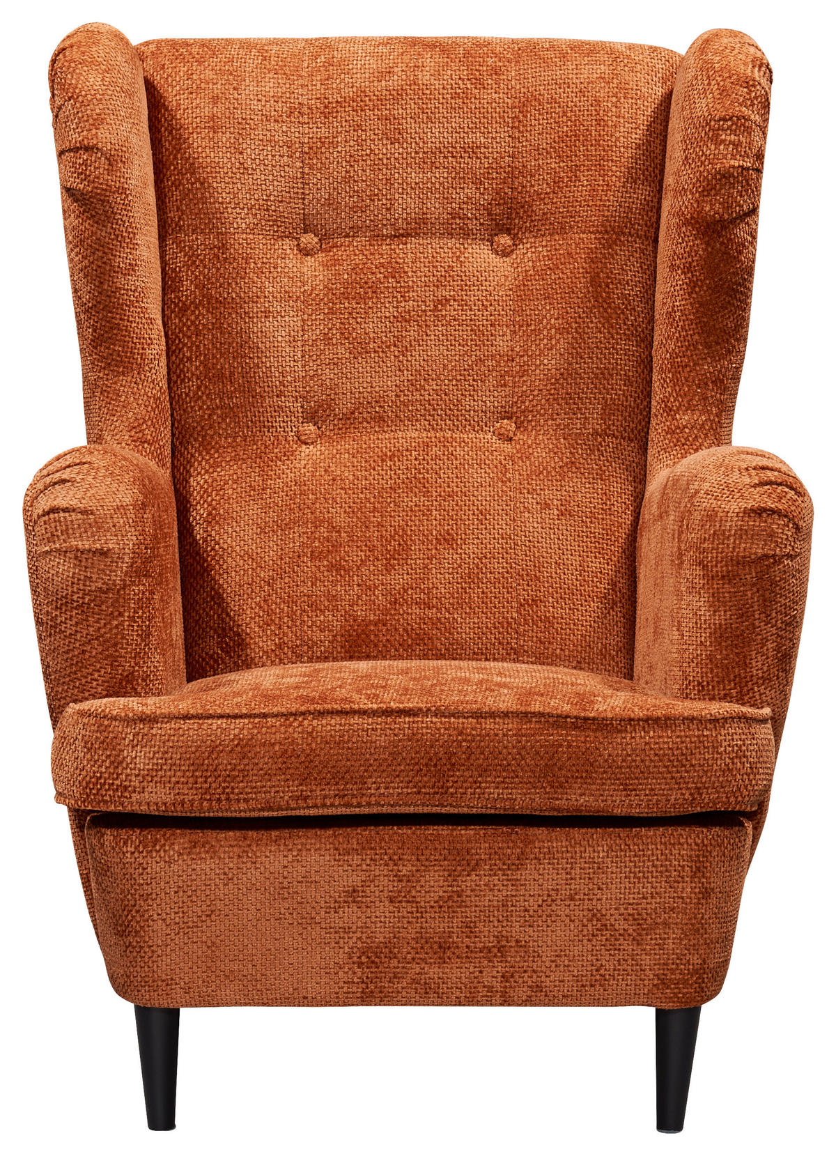 OHRENSESSEL in Webstoff Terracotta  - Terracotta/Schwarz, Konventionell, Holz/Textil (78/102/98cm) - MID.YOU