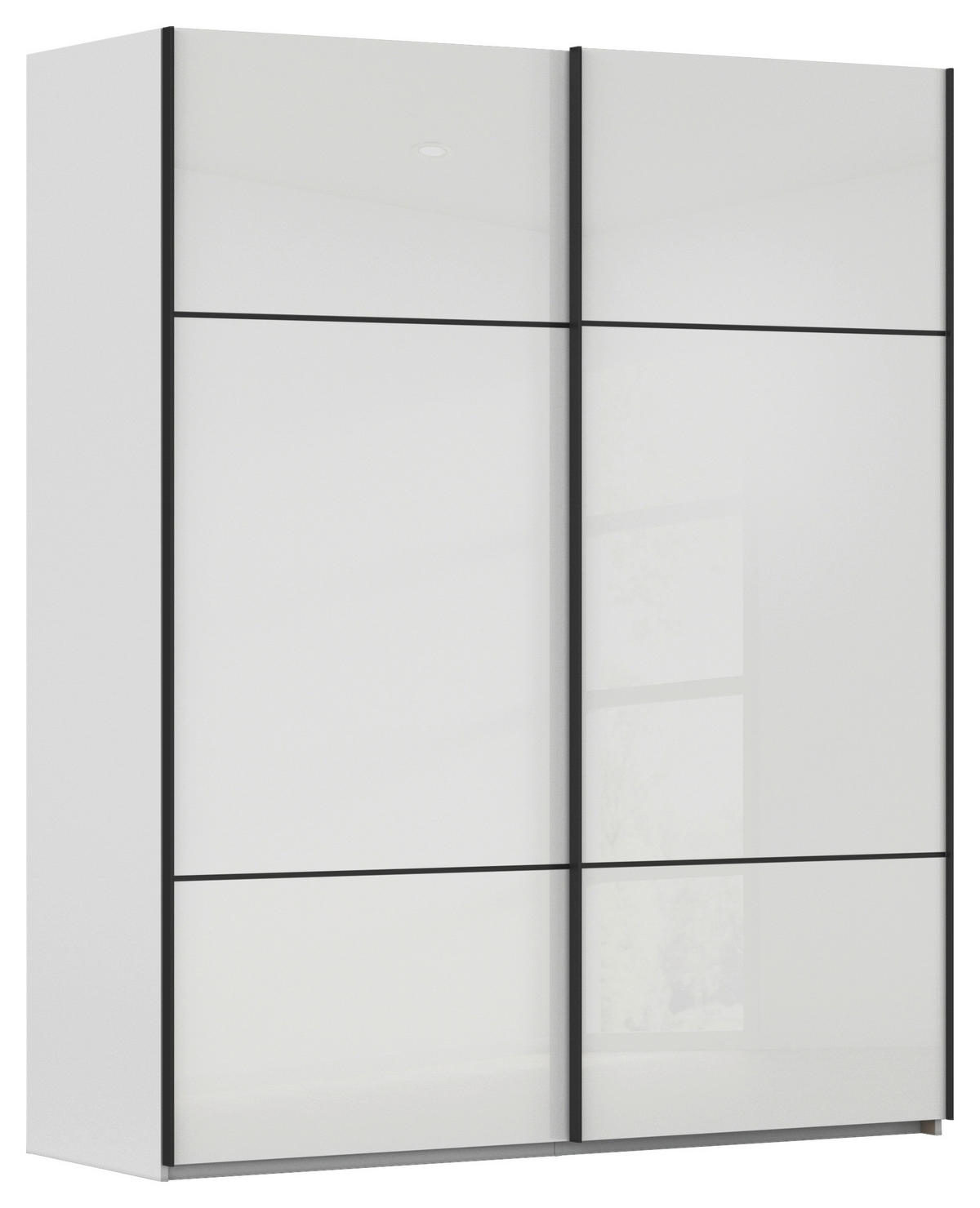 SCHWEBETÜRENSCHRANK in Grau, Weiss  - Weiss/Schwarz, Konventionell, Glas/Holzwerkstoff (162/223/68cm) - Novel