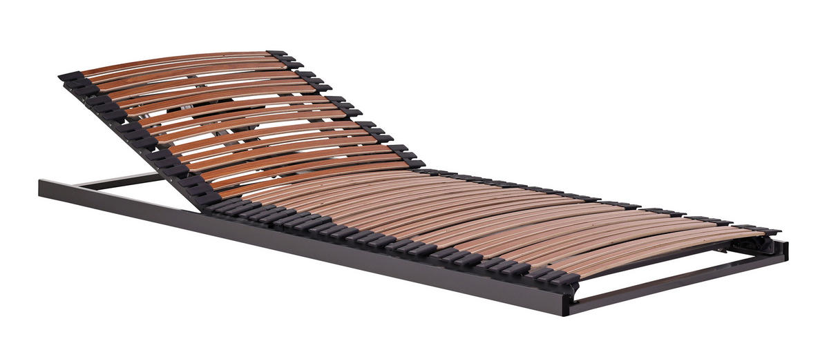 LATTENROST 100/200 cm Kopfteil, Fußteil, Mittelzone verstellbar, Birke  - Graphitfarben/Naturfarben, MODERN, Holz/Metall (100/200cm) - Sembella
