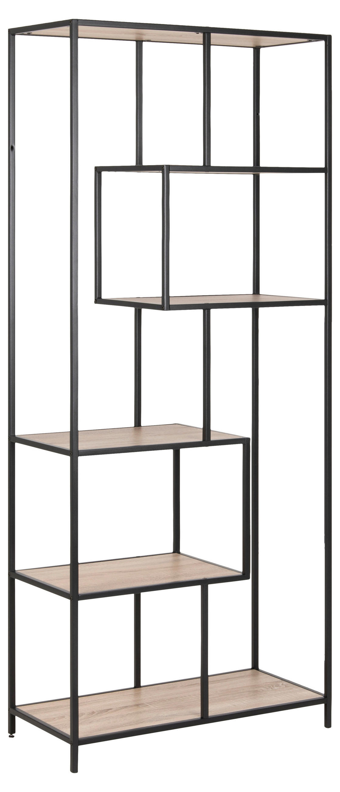 REGAL Schwarz, Sonoma Eiche  - Schwarz/Sonoma Eiche, MODERN, Holzwerkstoff/Metall (77/185/35cm)