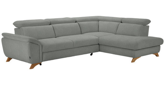 ECKSOFA in Chenille Silberfarben  - Eichefarben/Silberfarben, MODERN, Holz/Textil (287/212cm) - Valnatura