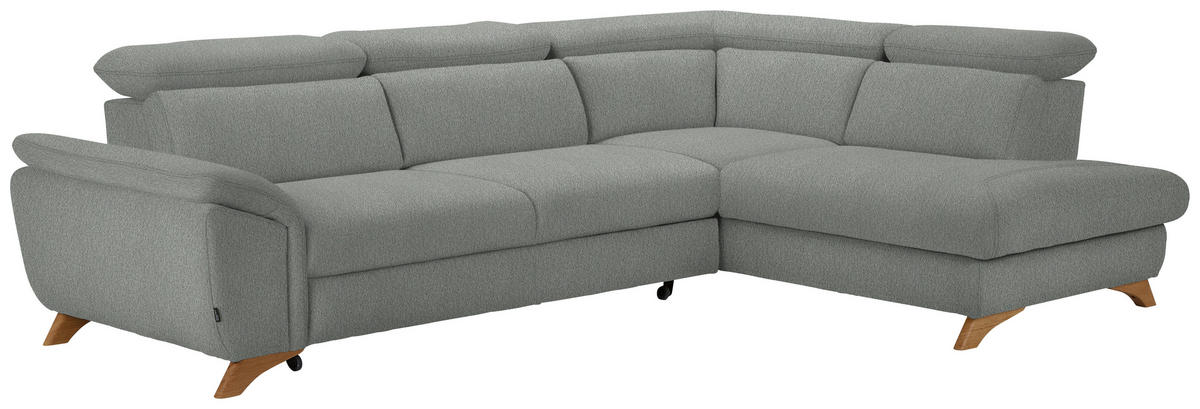 ECKSOFA in Chenille Silberfarben  - Eichefarben/Silberfarben, Modern, Holz/Textil (287/212cm) - Valnatura