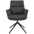 ARMLEHNSTUHL  Wippfunktion, Sitzfläche 360° drehbar, automatische Rückholfunktion  Echtleder  - Schwarz, Design, Leder/Metall (65/92/67,5cm) - Novel