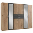 KLEIDERSCHRANK  in Plankeneiche, Anthrazit  - Plankeneiche/Anthrazit, KONVENTIONELL, Glas/Holzwerkstoff (270/208/58cm) - Carryhome
