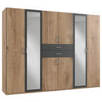 KLEIDERSCHRANK  in Anthrazit, Plankeneiche  - Plankeneiche/Anthrazit, KONVENTIONELL, Glas/Holzwerkstoff (270/208/58cm) - Carryhome