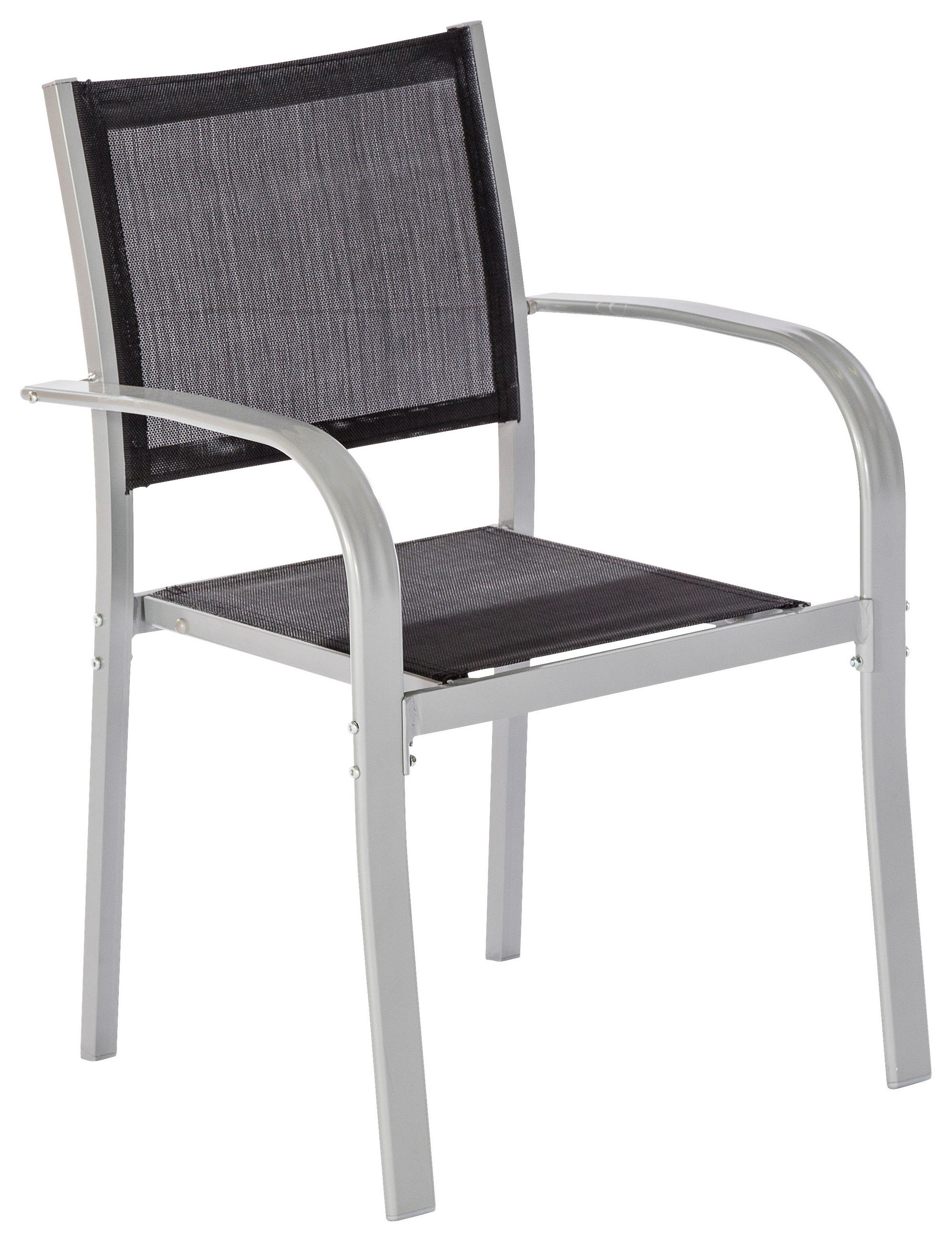 STAPELSESSEL Aluminium Schwarz, Silberfarben  - Silberfarben/Schwarz, KONVENTIONELL, Textil/Metall (59,5/88,5/58,5cm) - Gardenson