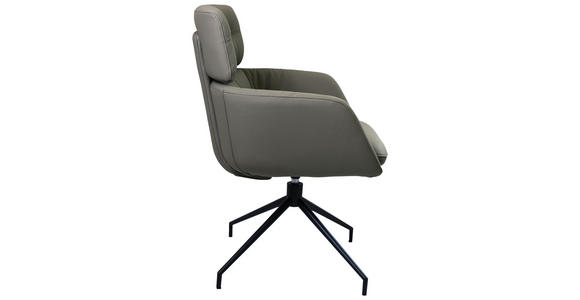 ARMLEHNSTUHL  Lederauswahl, Wippfunktion, Sitzfläche 360° drehbar  Echtleder  - Dunkelgrau/Schwarz, Design, Leder/Metall (62/92/66cm) - Dieter Knoll