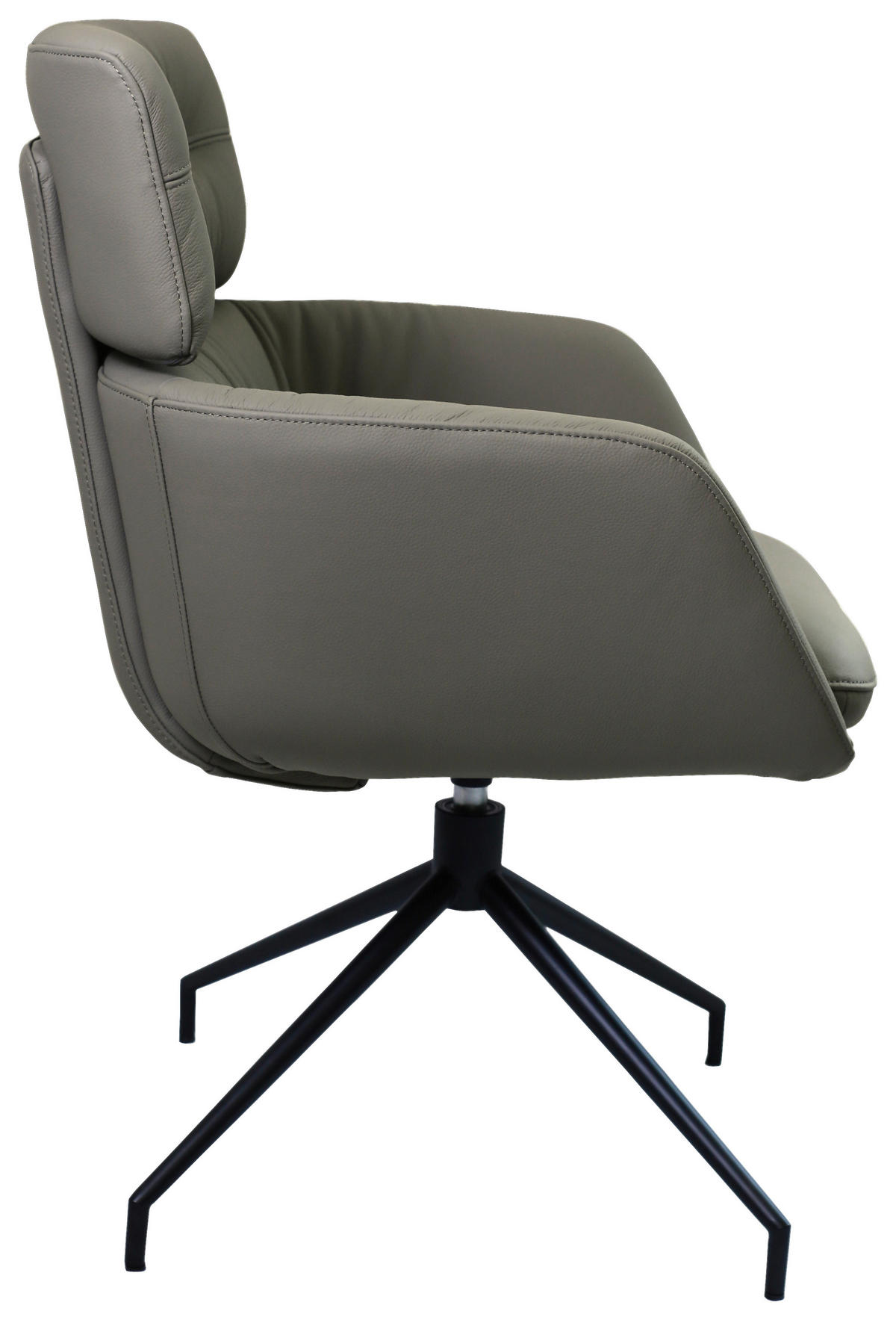 ARMLEHNSTUHL  Lederauswahl, Wippfunktion, Sitzfläche 360° drehbar  Echtleder  - Dunkelgrau/Schwarz, Design, Leder/Metall (62/92/66cm) - Dieter Knoll