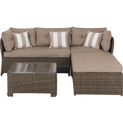 LOUNGEGARNITUR 17-teilig - Sandfarben/Hellbraun, Design, Glas/Kunststoff (210/180cm) - AMBIA GARDEN