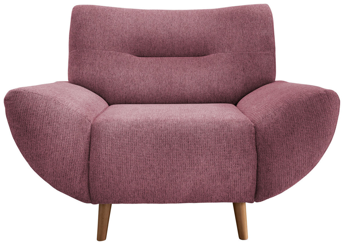 SESSEL in Chenille Brombeere  - Wildeiche/Brombeere, Modern, Holz/Textil (111/81/90cm) - MID.YOU