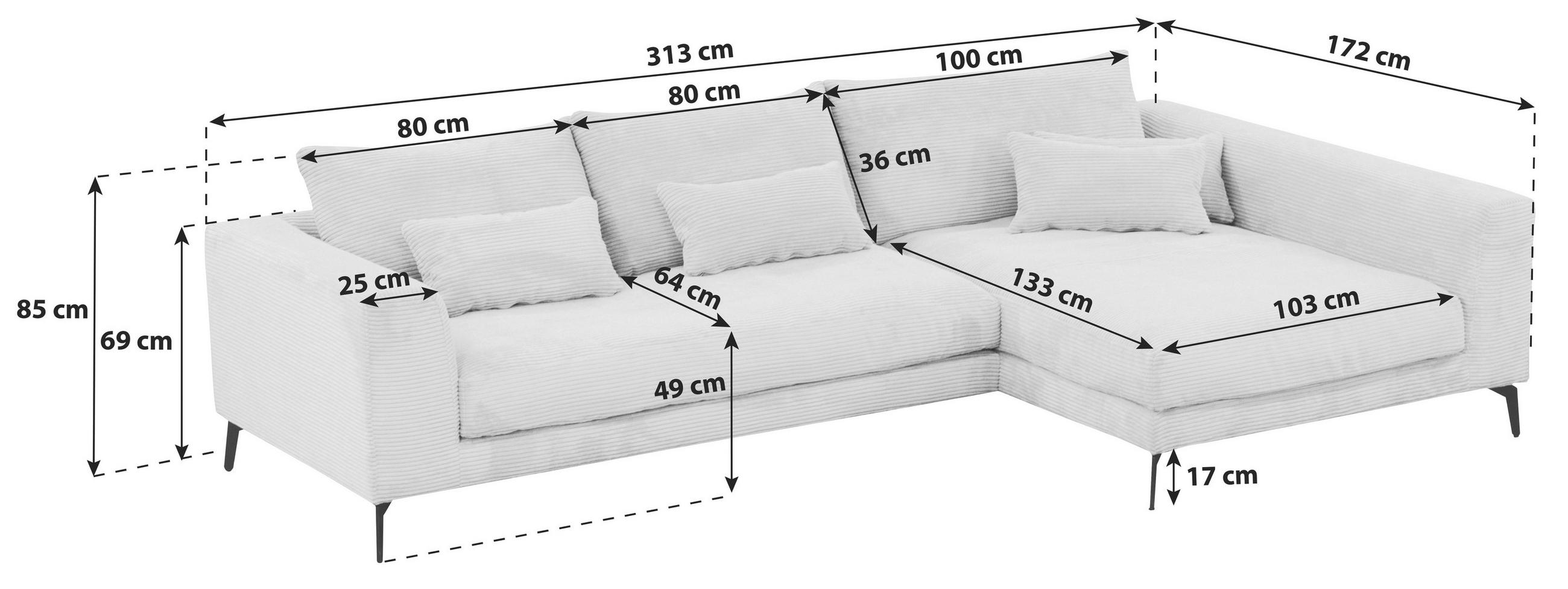 Thumbnail - Livetastic Ecksofa, Fango, Leder, Echtleder, Anilinleder, 3-Sitzer, Füllung: Schaumstoff,Silikon, Ottomane rechts, L-For...