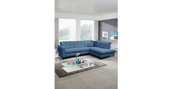 ECKSOFA in Webstoff Blau 216/297 cm - Blau/Schwarz, Design, Holz/Textil (216/297cm) - Xora