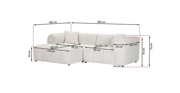 ECKSOFA  in Cord Dunkelgrün  162/250 cm  - Dunkelgrün/Schwarz, KONVENTIONELL, Kunststoff/Textil (162/250cm) - Carryhome