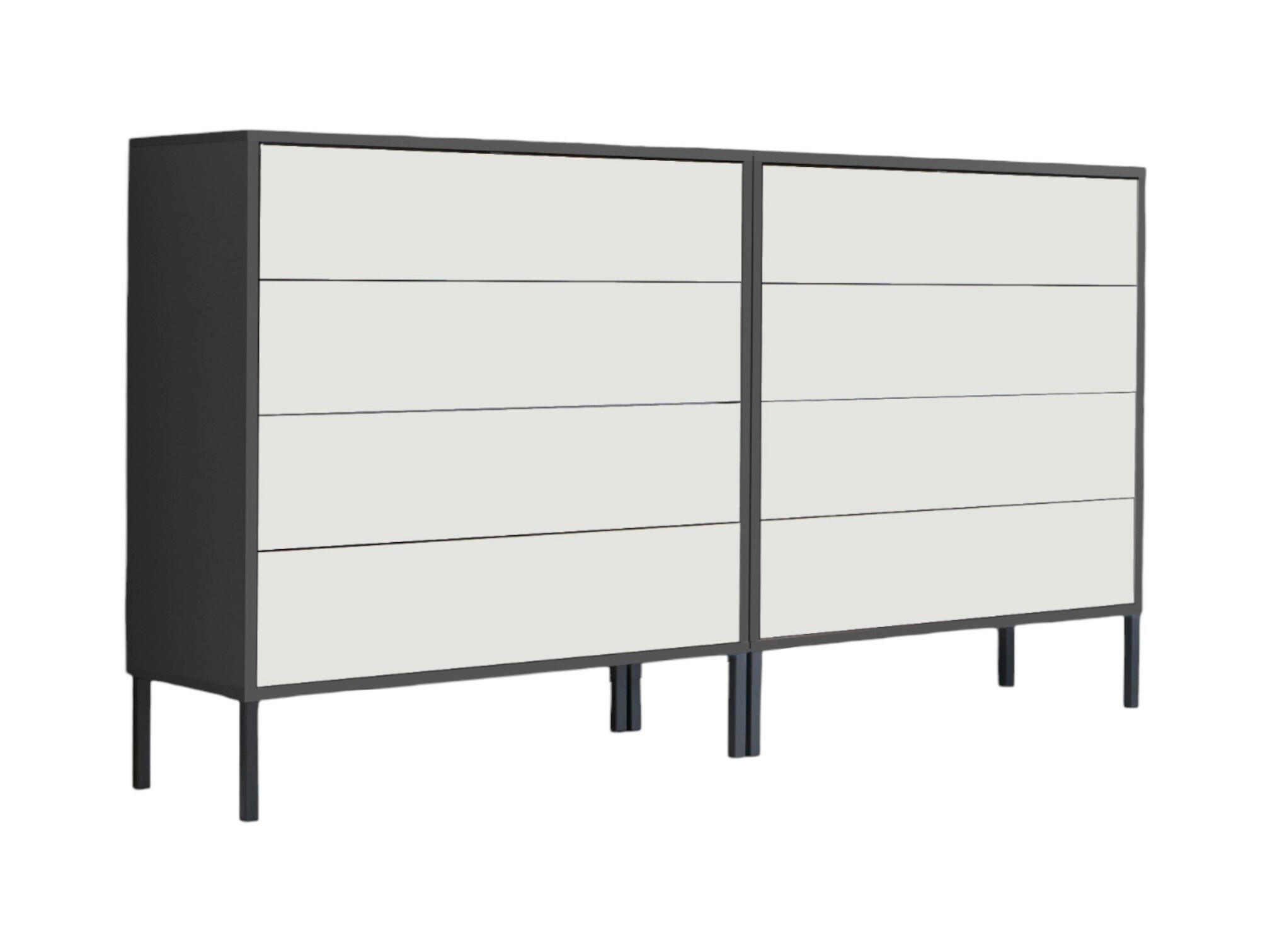 SIDEBOARD Mailand Set 1 + MF  in 158/86/33 cm  - Anthrazit/Weiß, MODERN, Holzwerkstoff/Metall (158/86/33cm) - MID.YOU