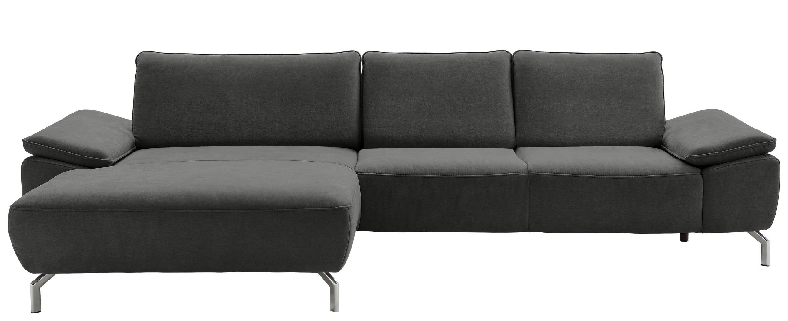 ECKSOFA MR 270 Anthrazit Chenille  - Chromfarben/Anthrazit, Design, Textil/Metall (181/335cm) - Musterring