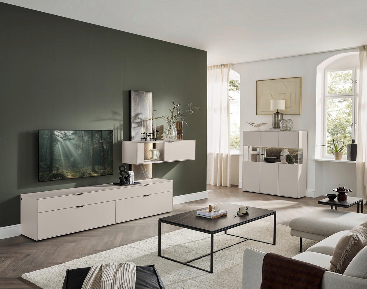 HIGHBOARD Hellgrau  121,9/121,5/45,2 cm  - Hellgrau/Schwarz, Design, Glas/Keramik (121,9/121,5/45,2cm) - Dieter Knoll