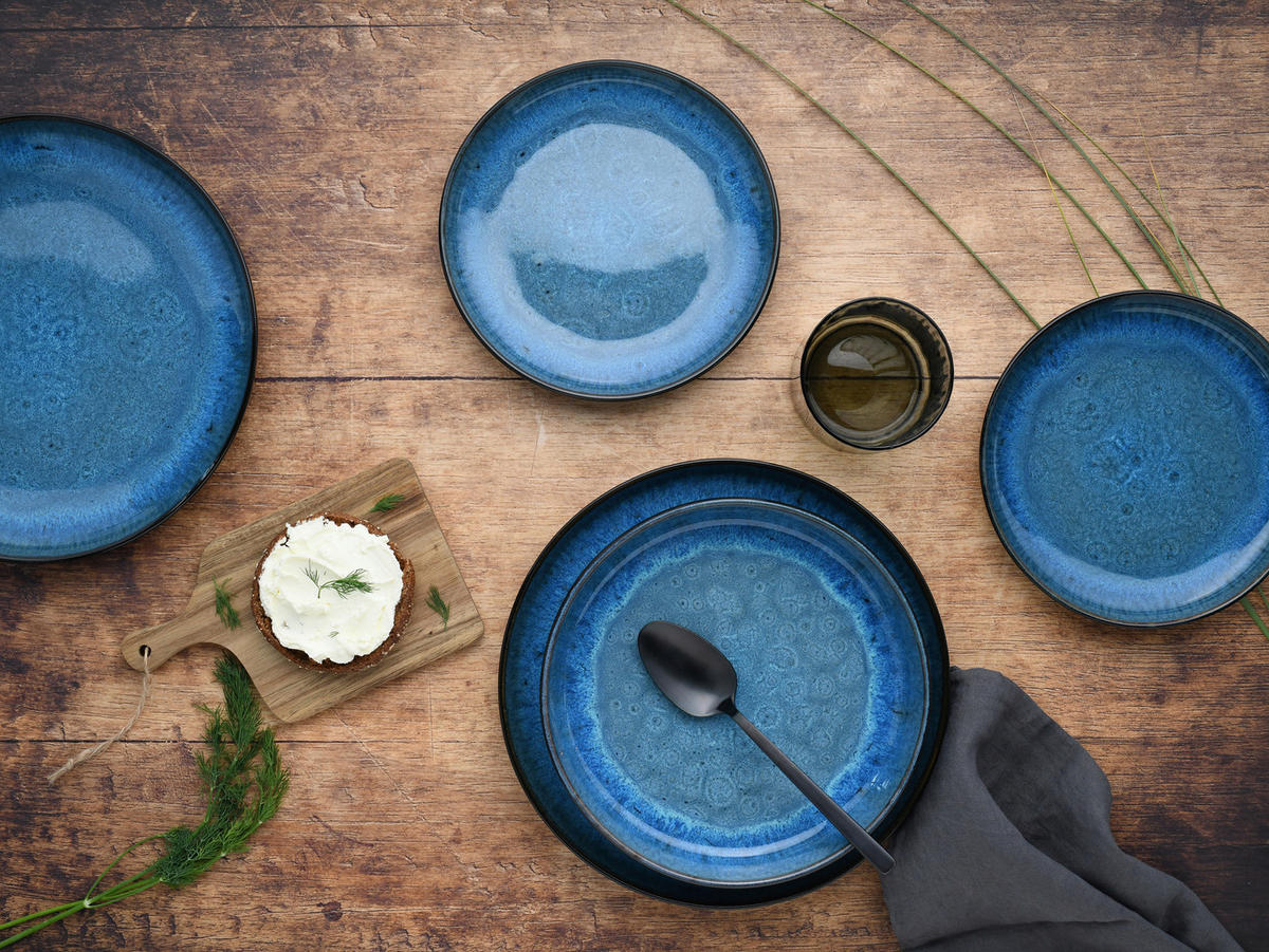 JÍDELNÍ SOUPRAVA, kamenina - modrá, Basics, keramika (44/43/32cm) - Creatable