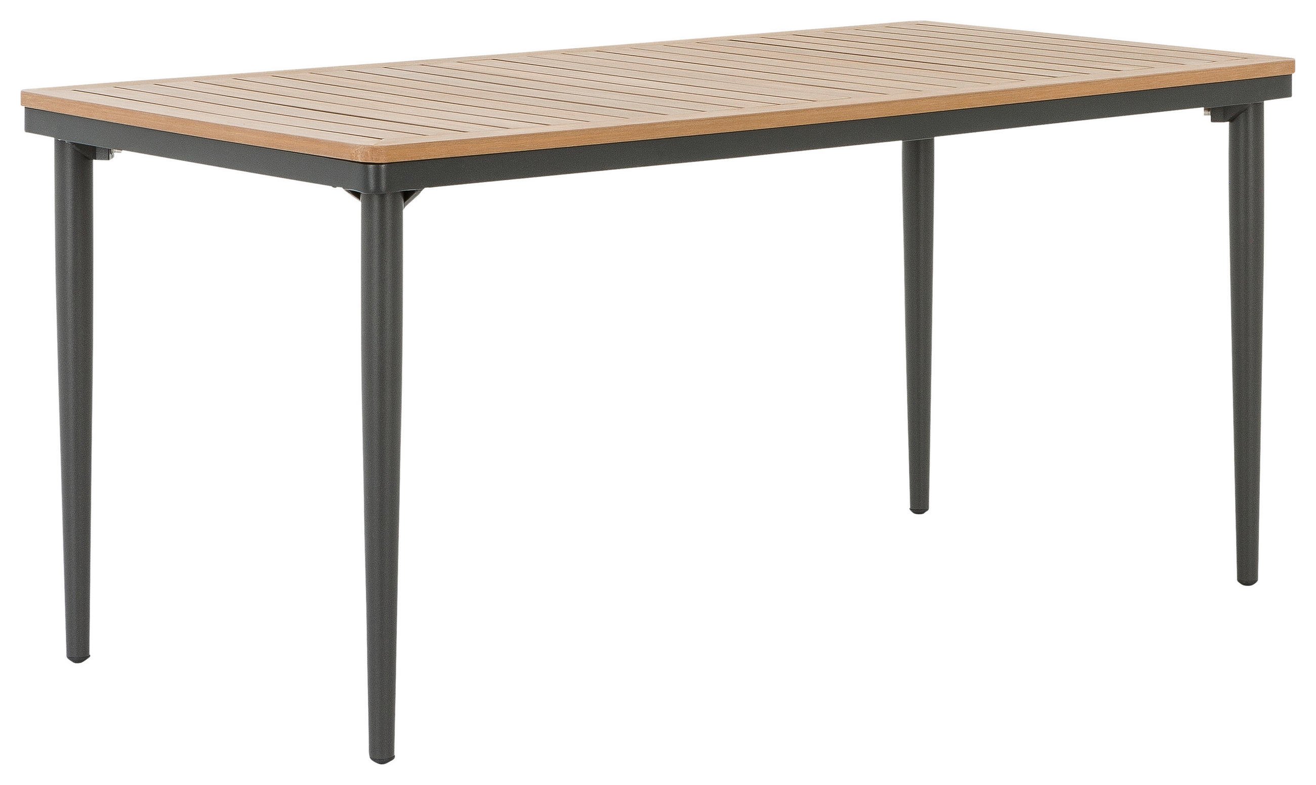 GARTENTISCH 140/69/66 cm Metall, Kunststoff Naturfarben, Schwarz rechteckig  - Schwarz/Naturfarben, Modern, Kunststoff/Metall (140/69/66cm) - Amatio